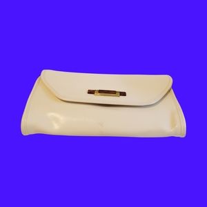 White Clutch Purse with Tortishell Accents